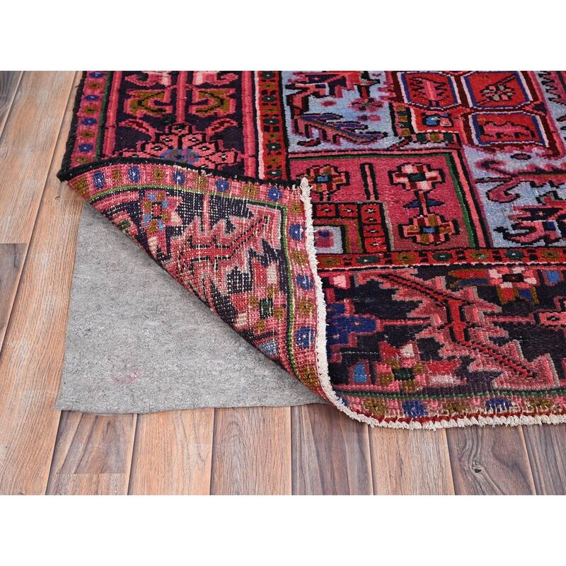 Shahbanu Rugs Pale Violet Red Old Persian Heriz Good Condition Pure